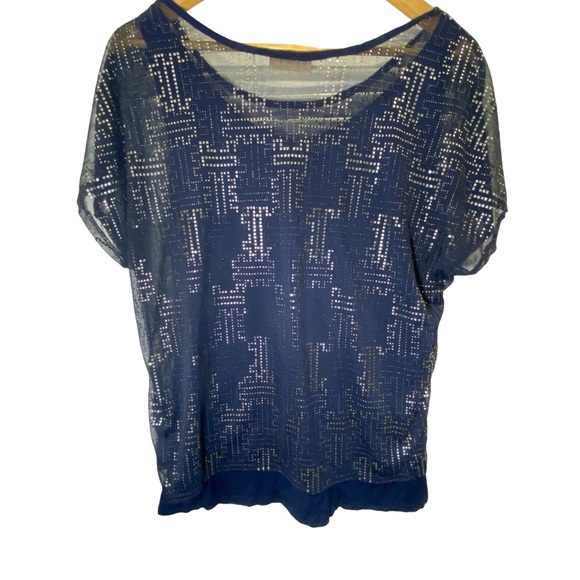 Lavish Dolman Sleeve Blouse in Blue and Silver size‎ M - Picture 3 of 5